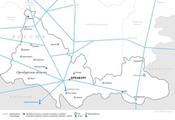 Схема газопроводов в Оренбургской области