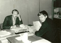 Начальник УКПГ №3 С.А. Михайленко, мастер по добыче газа С.В. Строганов, 1988 год