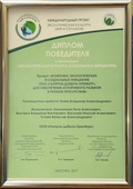 Диплом победителя международного проекта "Экологическая культура. Мир и согласие"