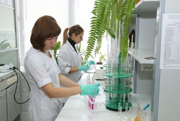В лабораториях предприятия ведется строгий контроль качества сырья и товарной продукции